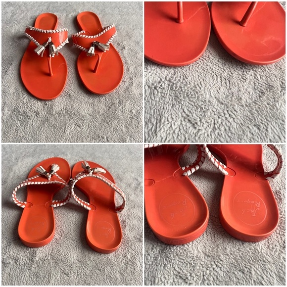 Jack Rogers Alana Jelly Slip-On Whipstitch Tassel Thong Flip Flop Sandals Coral - Picture 4 of 12